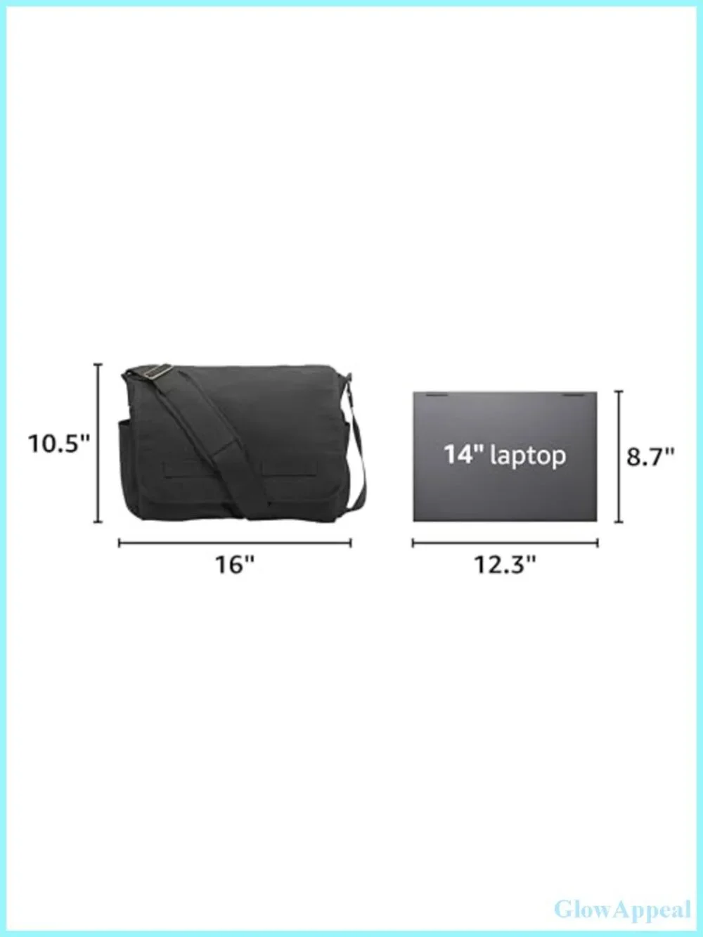 Heavyweight Cotton Canvas Messenger Bag Adjustable Shoulder Strap